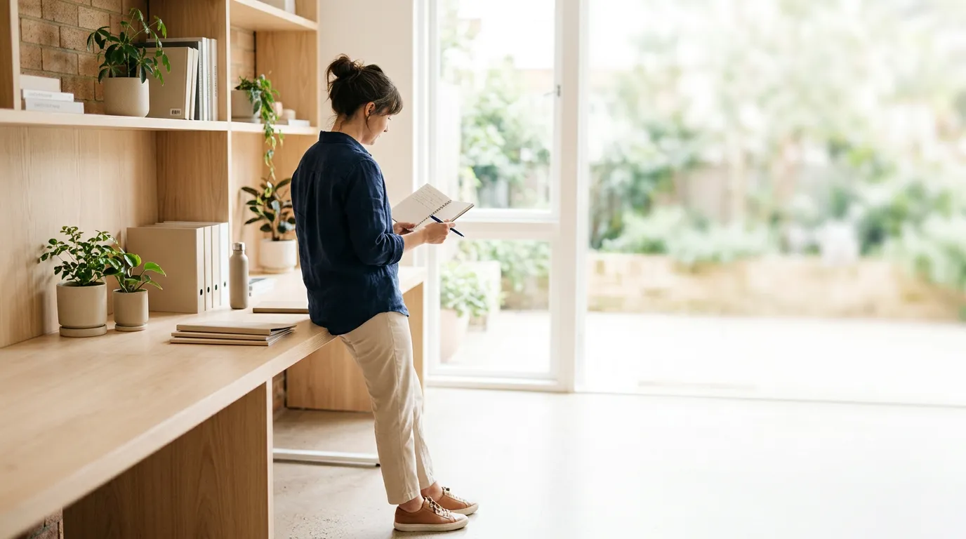 Personne réfléchissant à la création de son entreprise dans un espace lumineux