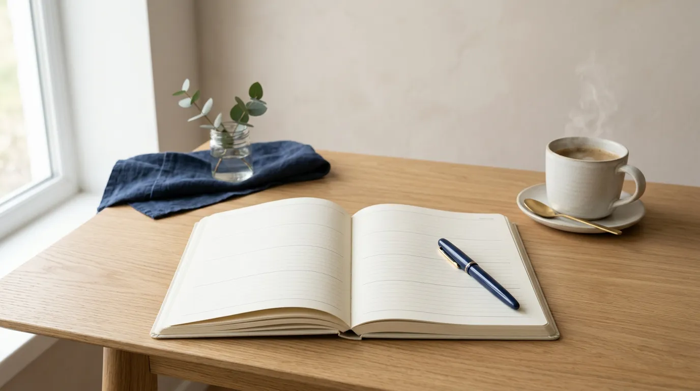 Agenda papier ouvert et stylo sur un bureau clair, \u00e9voquant l'organisation des jours travaill\u00e9s