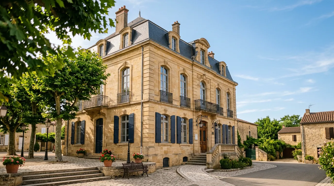 Façade d'une mairie française par une journée ensoleillée, lieu où se signe la reconnaissance de paternité