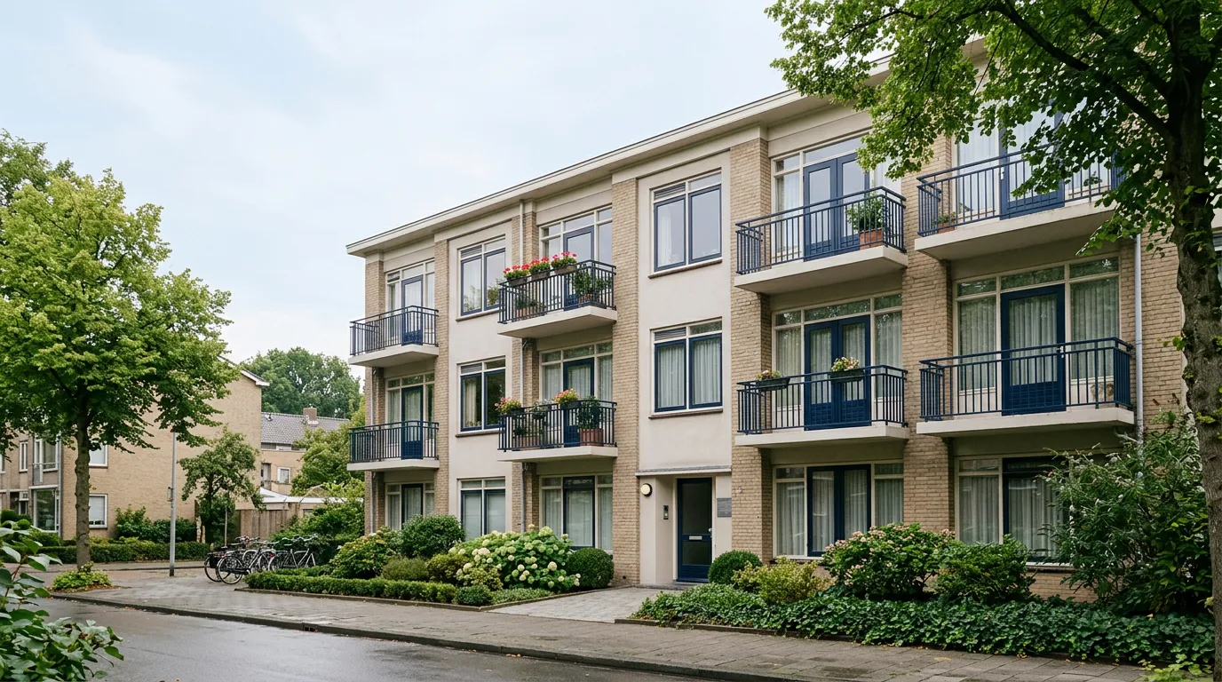 Fa\u00e7ade d'un immeuble r\u00e9sidentiel avec balcons, illustrant le logement locatif et la proc\u00e9dure d'expulsion